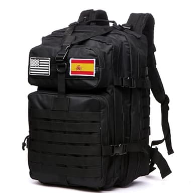 GUJOIN Mochila Tática 50 Litros con Sistema Molle - Gran Capacidad Militar Impermeable para Emergencias de 3 Días Caza Senderismo y Acampadas - Mochila para Actividades al Aire Libre (Negro)
