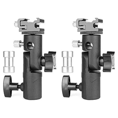 Flash de Cámara Speedlite Soporte Giratorio, Tipo E Zapata Flash Umbrella Soporte Fotografía Luz Soporte para Cámara DSLR Nikon Canon Pentax Olympus y DSLR Studio Luz - 2 Pack