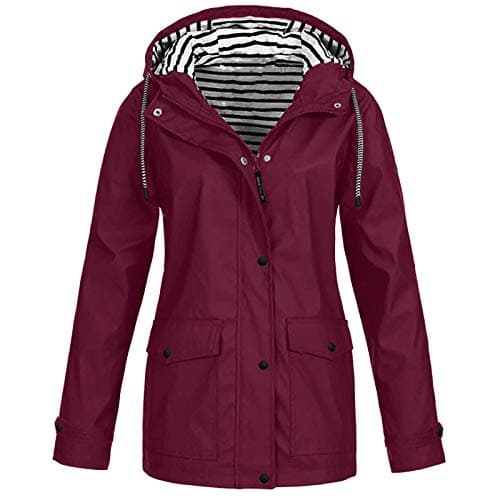 BOTCAM Chubasquero para mujer, tallas grandes, resistente al agua: transpirable, cortavientos, chaqueta de entretiempo para exteriores, chaqueta para correr, bicicleta, chubasquero con capucha, 24D,