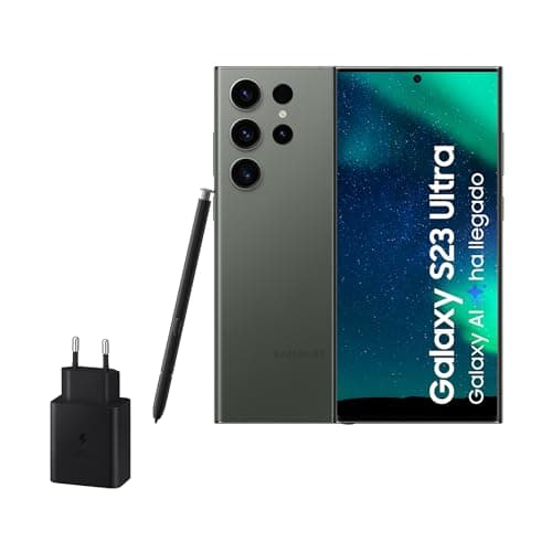 Samsung Galaxy S23 Ultra, 256GB + Cargador de 45W - Smartphone Android con IA, Teléfono Móvil Desbloqueado, Color Verde (Versión Española)