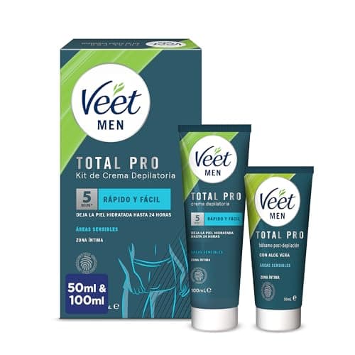 Veet Men Kit de Depilación para Zonas Íntimas del Cuerpo, Crema Depilatoria Hombre 100 ml y Bálsamo Post-Depilación 50 ml