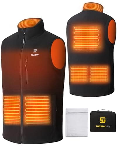 Toastiv Chaleco Calefactable de Polar para Hombres, Chaleco Calefactable Eléctrico con 3 Temperaturas, 6 Zonas de Calefacción, Chaqueta Calefactable USB, Chaleco para Exteriores (Sin Batería)