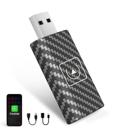 Adaptador inalámbrico CarPlay, 2025 Dongle inalámbrico CarPlay para iOS, Adaptador Wi-Fi para automóvil pequeño de 5 GHz Estable y fácil de Usar, Plug&Play, Cable de extensión USB A, USB C a A