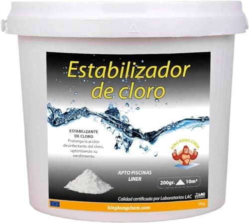 Estabilizador de Cloro - Retrasa destrucción del Cloro, Compatible con Todo Tipo Piscinas, 5 Kilos - Diasa Industrial