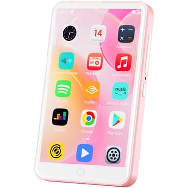 Reproductor MP3 con Bluetooth y WiFi, Oilsky 80GB Mp3 & Mp4 Reproductor de Música, 4'' 1080P Pantalla Táctil MP3, Spotify Android Portátil (Rosa)