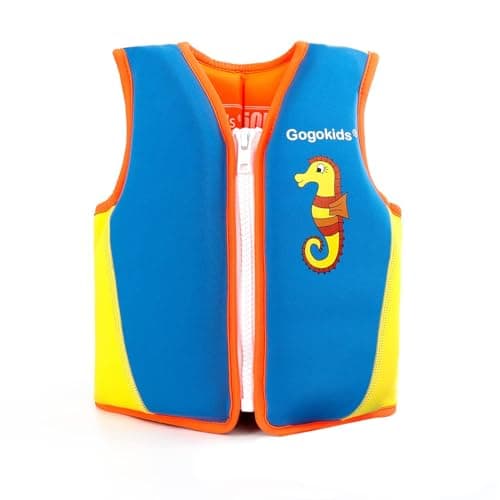 Gogokids Chaleco de Natación para Niños, Chaleco Flotador para 1-6 Años Niños Niñas, Chaleco de Piscina para Niños con Una Correa Inguinal Ajustable, Chaleco de Natación de Flotabilidad Fuerte