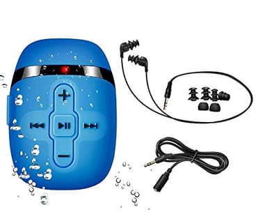 Sewobye 8GB de Acuatico Natación Reproductor de mp3 con Auriculares de Cable Corto (3 Tipo swimbuds),MP3 Running Auriculares Sumergibles, Shuffle característica (Sky Blue)