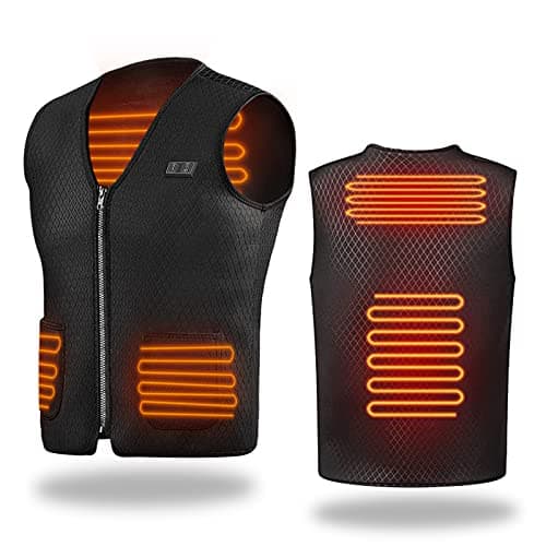 Chaleco Calefactable Hombres Mujeres, USB Chaleco Calefactable EléCtrico con 7 Almohadillas Térmicas, 3 temperaturas ajustables, para Camping Senderismo Esquí Moto 4XL (Baterías No Incluidas)