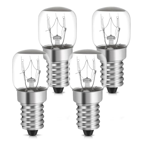 YIIFELL 4pcs Bombilla Horno E14 15W 300 grados (2700K blanco cálido) bombilla para horno, microondas, nevera, frigorifico, lampara de sal [Clase de eficiencia energética G]