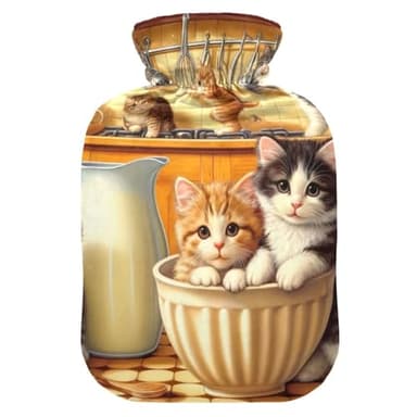 Botella de agua caliente de cocina con funda suave para cuello, hombros y calambres menstruales, tamaño mediano