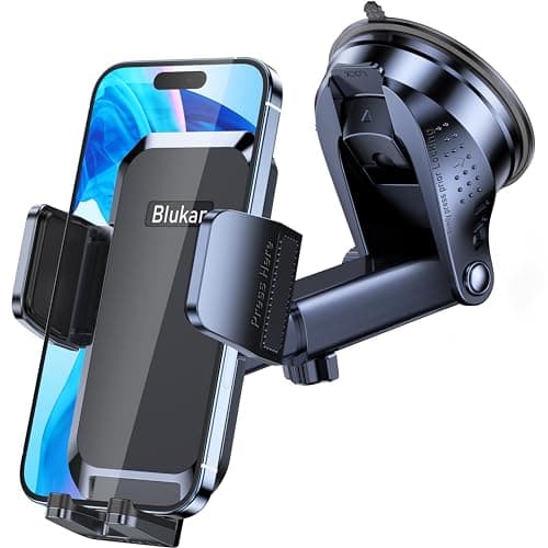 Blukar Soporte Móvil Coche, [Ultra Potente Ventosa] Suporte Telemovel Carro Universal para Parabrisas & Salpicadero, Liberación de un Botón y 360° Rotación, Porta Movil Coche para Teléfonos de 4-7''