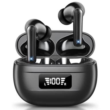JBMI Auriculares inalambricos Bluetooth, diafragmas de 13mm con Big Bass, Cascos inalambricos Bluetooth 5.3, Reproducción 60H, IPX7, 4 micros para Llamadas nítidas Aptos para iPhone y Android