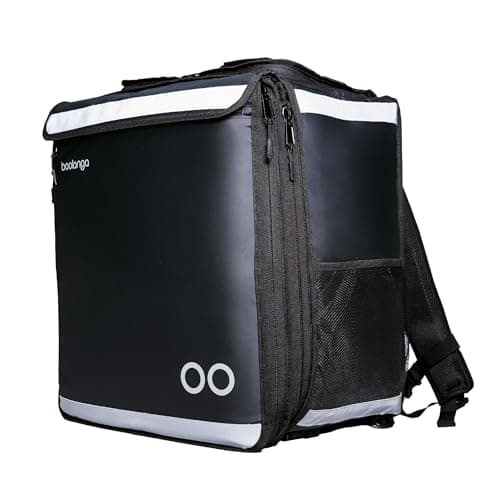 Boolanga Bolsa telescópica cúbica de 89 l, con Aislamiento y funcionalidad Ampliable, 100% Impermeable, Totalmente Plegable, Rayas Reflectantes, diseñada para mensajeros Profesionales, Negro (1)