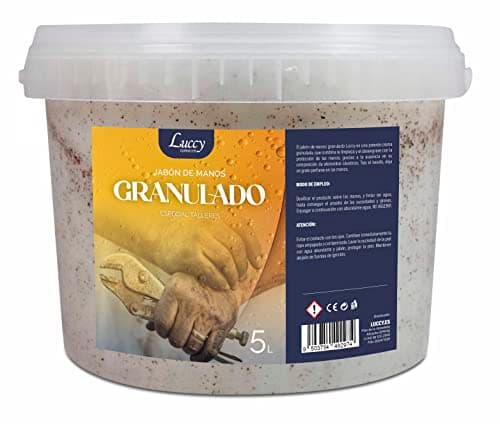 LUCCY Jabón de Manos Granulado para Taller 5000 ml - Pasta Granulada Extrafuerte Retira la Suciedad más Pesada - Jabón Manos Taller Mecánico (5 Litros)