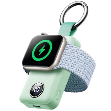 JOYROOM Cargador Apple Watch, 2000 mAh Cargador Inalámbrico Portátil para Apple Watch Series 10/9/8/7/6/5/SE/4/3/2/UItra 2/Ultra, Cargador Magnético(Verde Menta)