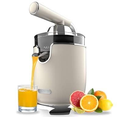 Cecotec Exprimidor Eléctrico de Brazo Naranjas y Cítricos Xqueeze RetroJuice 1000. 1000W, Filtro de Acero Inox, 2 Conos Desmontables de Diferente Tamaño, Palanca y Sistema Antigoteo