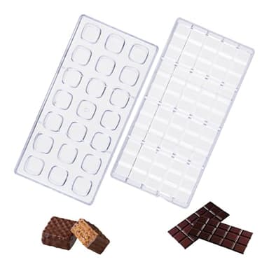 volumoon 2 Piezas Molde de Chocolate, Moldes de Tableta de Chocolate, Forma de Chocolate de Caramelo DIY, Moldes de Policarbonato Reutilizables para Chocolates, Cubitos de Hielo, Bombones
