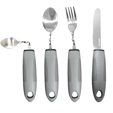 Set de Cubiertos Parkinson para Personas Mayores – Acero Inoxidable 430, Antideslizantes, Ajustables, Ergonómicos Lavables en Lavavajillas, Cubiertos para Temblores, Artritis