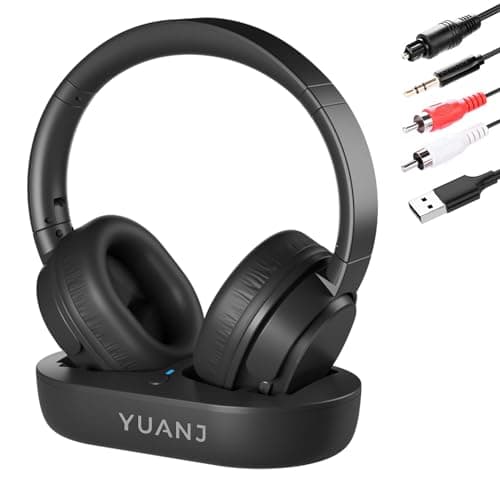 Yuanj Auriculares Inalámbricos TV, Auriculares para TV Bluetooth, 28 Horas De Reproducción, Cascos Inalambricos para TV/Tableta, Plug and Play, Sin Retraso De Audio