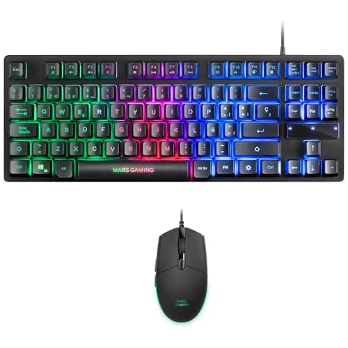 Mars Gaming MCPTKLES, Combo RGB Teclado y Ratón, Diseño TKL, Layout Español