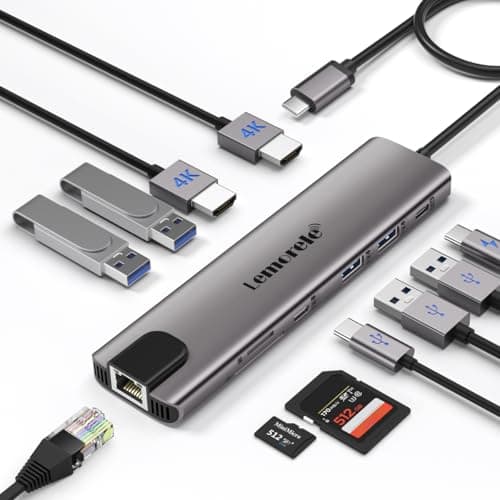 Lemorele Docking Station USB C Dual HDMI -11 en 1, Hub USB C Dual Monitor con Gigabit Ethernet, 2 HDMI 4K, 4 USB 3.0/2.0, PD 100W, USB-C 3.0 Dato, SD/TF, USB C Hub a MacBook/DELL/HP/Surface