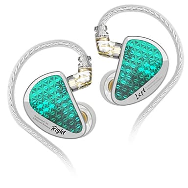 Linsoul KZ AS16 Pro - Auriculares con cable, armadura equilibrada de 16 BA, auriculares de alta fidelidad con monitor en el oído con cable desmontable de 0.75 mm de 2 pines (cian, sin micrófono)
