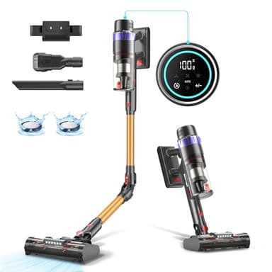 PRETTYCARE 45KPA/530W/60Mins Aspiradora sin Cable, Aspirador Escoba sin Cable Potente Modo Automático, Aspirador Inalámbrico Antienredo para Suelo/Alfombra/Pelos de Animales V3, 2024 Actualización