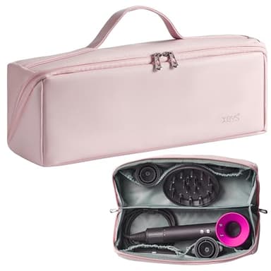 Veki Bolsa de Viaje Portátil para Secador de Pelo, Bolsa de Almacenamiento Compatible con Dyson Airwrap Styler, Dyson Supersonic y Shark, Funda Transporte para Secador de Pelo y Accesorios (Rosa)