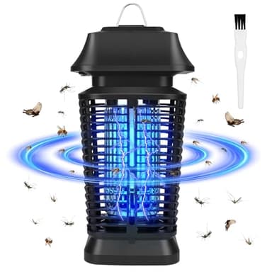 Lámpara Antimosquitos Electrico, GuKKK 20W 3500V UV Mata Mosquitos, Mata Mosquitos Electrico con Cepillo Limpio Alcance Efectivo de 80m², IPX4 Impermeable, para Interior y Exterior Jardín (B)