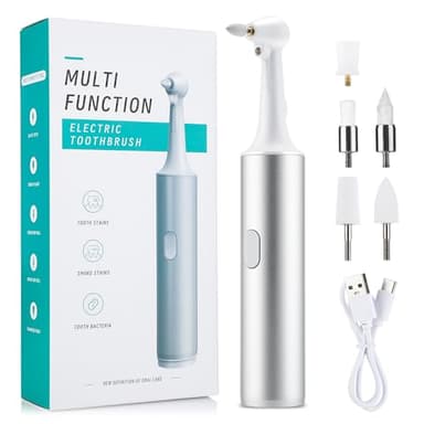 Pulidor de dientes eléctrico asombroso USB, descalcificador dental, cepillo de dientes, removedor de sarro y placa dental, limpiador para blanqueamiento de dientes, 5 en 1
