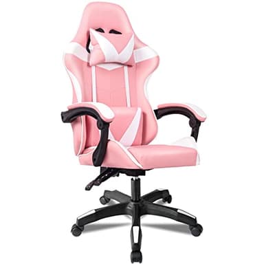 Silla Gaming Ergonómica Reclinable con Cojín Lumbar y Cervical | Altura Ajustable, Reposabrazos Acolchados, Ruedas 360° | Ideal para Oficina, Escritorio, Teletrabajo, Estudio, Juego, Ordenador