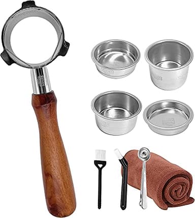 NEOUZA Portafiltro sin fondo Espresso de 51 mm compatible con Delonghi La Specialista EC9335M EC9155M EC9355M EC9665M 304 de acero inoxidable para alimentos con cesta de filtro no presurizada (juego