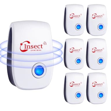 Repelente Ultrasónico de Plagas, 6 Pack Electrónico Repelente Mosquitos Control de Plagas, Repelente Ultrasónico Ratas para Anti Mosquitos, Moscas, Ratones, Cucarachas, Arañas, Roedores