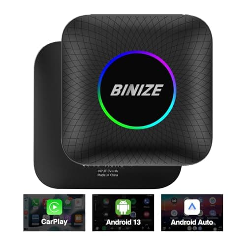 Binize Carplay AI Box Wireless Carplay Wireless Android Auto, Android 13 Ai Box, Android Auto Ai Box solo compatible con CarPlay con cable OEM/Android Auto (8G+128G)