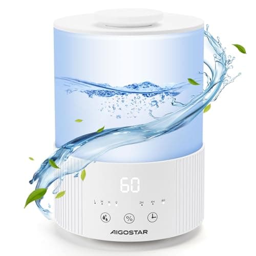 Aigostar Misty Humidificador de aire de 2,5 L, difusor de aceites esenciales, temporizador 8 horas, modo reposo y apagado automático, 2 niveles nebulización, iluminación LED 7 colores