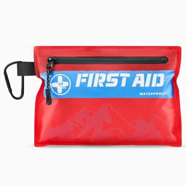 Rhino Rescue Pequeño botiquín de primeros auxilios, kit médico impermeable ultraligero para senderismo, mochilero, ciclismo, coche, viaje (rojo)