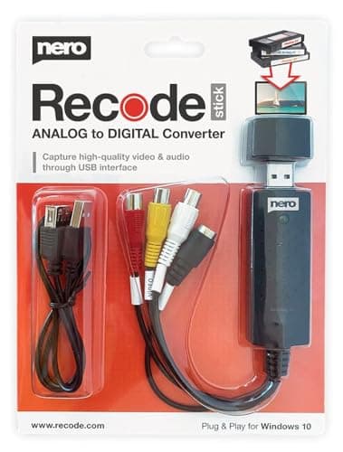 Nero VHS a USB Video Grabber Recode Stick | VHS autodigitalizar | Analog to Digital Capture Card | Windows 11/10 / 8/7 (digitalizar Cintas de vídeo | S-VHS | Hi8 | Super 8 | DVD a PC)