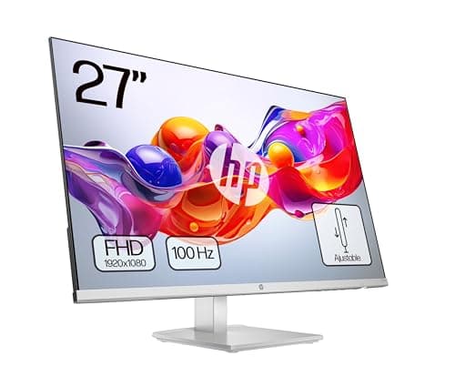 HP 527sh- Monitor de 27" FHD (1920x1080, IPS, 100 Hz, 5ms, 99% sRGB, 300 Nits, contraste 1500:1, Altura Ajustable) Negro con Soporte Plateado