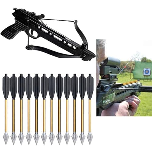 fUfIzU 12 Flechas De Pernos De Ballesta De Aluminio De 6,3 Pulgadas con Pernos De Alto Impacto De 50 Libras Y 80 Libras, para Mini Ballesta, Pistola De Caza, Tiro con Arco, No Contiene Ballesta