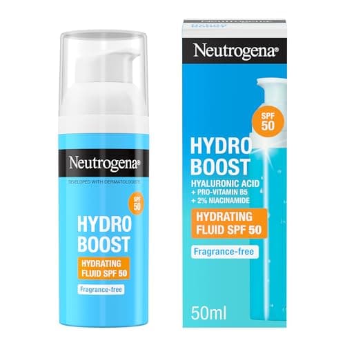 Neutrogena Hydro Boost Fluido Hidratante SPF 50 (1 x 50 ml), crema hidratante facial SPF 50 de uso diario con ácido hialurónico y 2% niacinamida, protección solar de amplio espectro