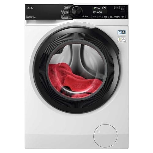 AEG LFR7304L4B Lavadora de Carga Frontal 11 Kg, 1400 rpm, Libre Instalación, Función Vapor, Motor Inverter, Lavado Rápido, Programa Higiene, Display LCD XXL, Blanca/Negra, Clase A, Fabricado en UE