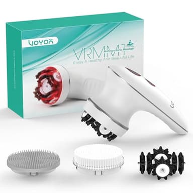 VOYOR Masajeador Anticelulítico Eléctrico Celulitis Masajeador Set Masajeador Celulitis para Rostro Mano Brazo Cuello Pie Cuerpo, 3 Cabezas Muti-funcionales, Impermeable IPX7, Sin Cable & Recargable
