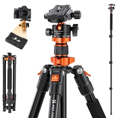 K&F Concept Trípode Cámara 175CM Trípode Viaje para Cámara Aluminio con Monopie, Trípode Reflex Profesional,Trípode Fotografia con Rótula de Bola 360°para Canon Nikon Sony Carga 10KG K255A4(TM2515M1)