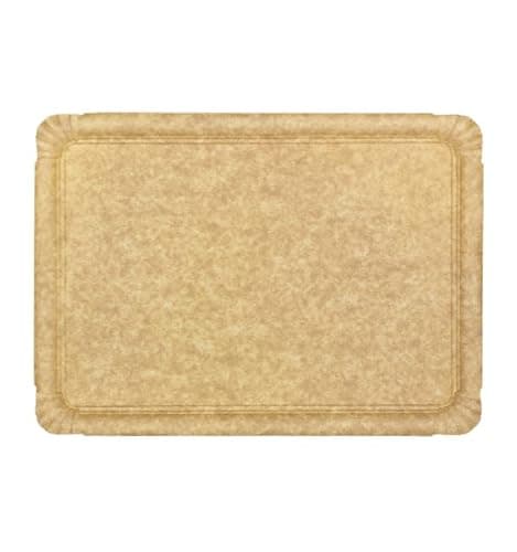 Monouso | 50 Bandejas de Cartón, 25 x 34cm, 390g/m² | Bandejas para Pastelería, Color Kraft, Antigrasa, Presentación, Repostería