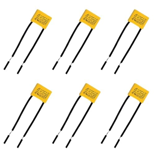 Pack de 6 Condensador Polipropileno, Condensadores Bombillas Led de Supresión X2 de 0.22uF 275V, Capacitores de Seguridad para Supresión de Interferencias en Luces y Electrodomésticos, Tolerancia 10%