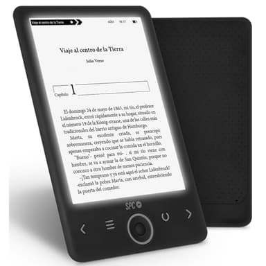 SPC Dickens Light 2 - Libro electrónico con Pantalla retroiluminada y luz con 6 Niveles de Intensidad, Teclas Frontales, posición Vertical y Horizontal, 1 Mes de autonomía, Ligero y Fino, Color Negro