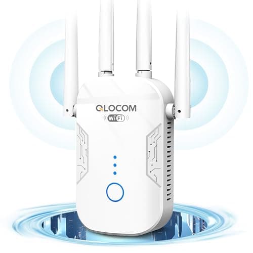 QLOCOM 2025 Nuevo Amplificador Señal WiFi 1200Mbps Repetidor WiFi, Doble Banda 5GHz y 2.4GHz Extensor WiFi con WPS, WiFi Booster Compatible con Todos los Routers