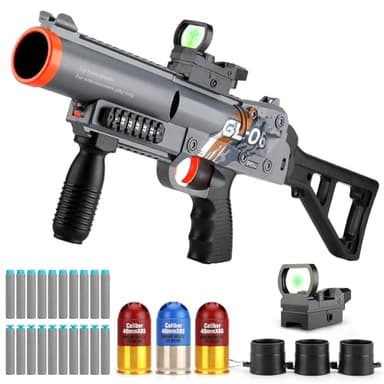 XAZASTOV Pistola de Juguete, Blasters de Espuma de Juguete con 20 Balas de Espuma y 3 Cartuchos Triples, Juego de Disparos para 8+ Niños, Juguetes de Interior y Exterior para Niños Niñas, Gris