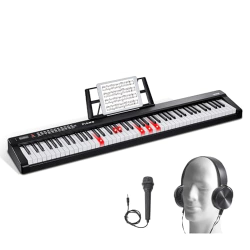 VEVOR 88 Teclas Piano de Teclado Digital Portátil, Teclas Semipesadas, 1000 Tonos, 1000 Ritmos con Altavoces Incorporados, Pedal de Sustain, Auriculares, Bluetooth, Midi, USB para Principiantes
