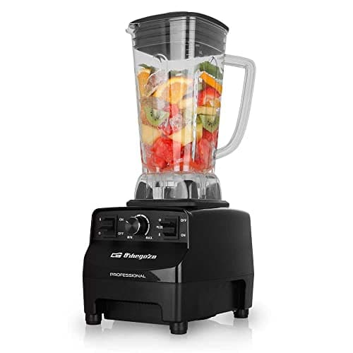 Orbegozo BV 9650 Batidora de vaso profesional, motor AC de cobre de alto rendimiento, vaso 2L de tritán libre de BPA, 30.000 RPM, 1500W, regulador electrónico potencia, cuchilla INOX de 8 puntas Negro